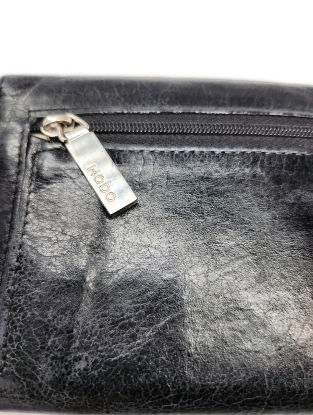 HOBO Sadie International Black Distressed Leather Tri-Fold Key Chain Wallet - Picture 14 of 14